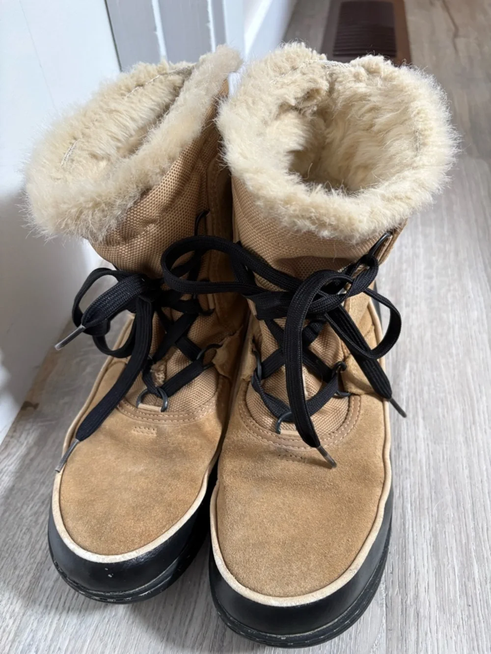 Sorel Tan Suede Fur-Trim Lace-Up Winter Boots - Picture 2 of 6
